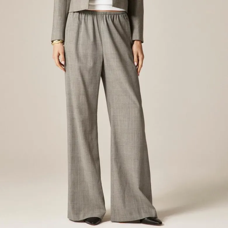 Cosmo pant in plaid Italian gauzy wool blend
