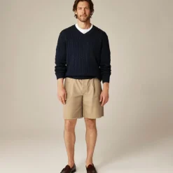 Cotton cable-knit V-neck sweater