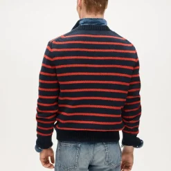 Cotton crewneck sweater in stripe