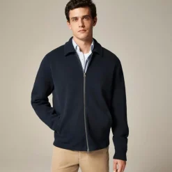 Cotton milano-stitch coach's sweater-jacket