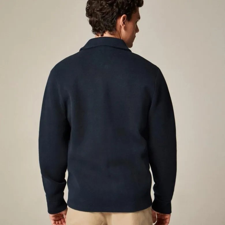 Cotton milano-stitch coach's sweater-jacket