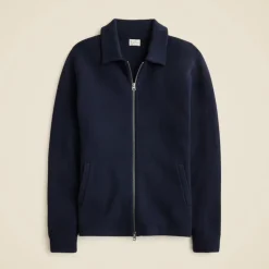 Cotton milano-stitch coach's sweater-jacket