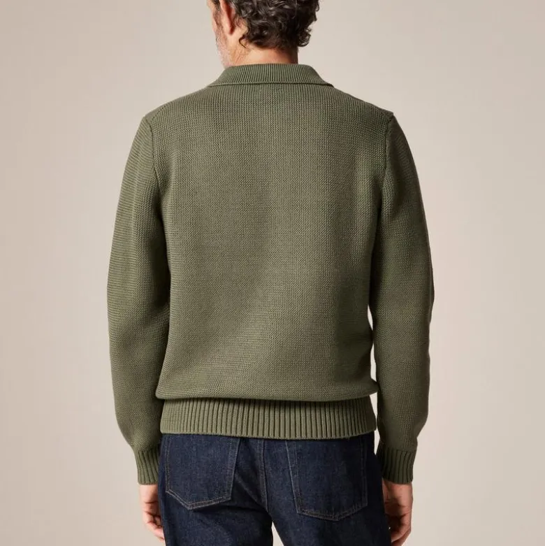 Cotton racking-stitch sweater-polo
