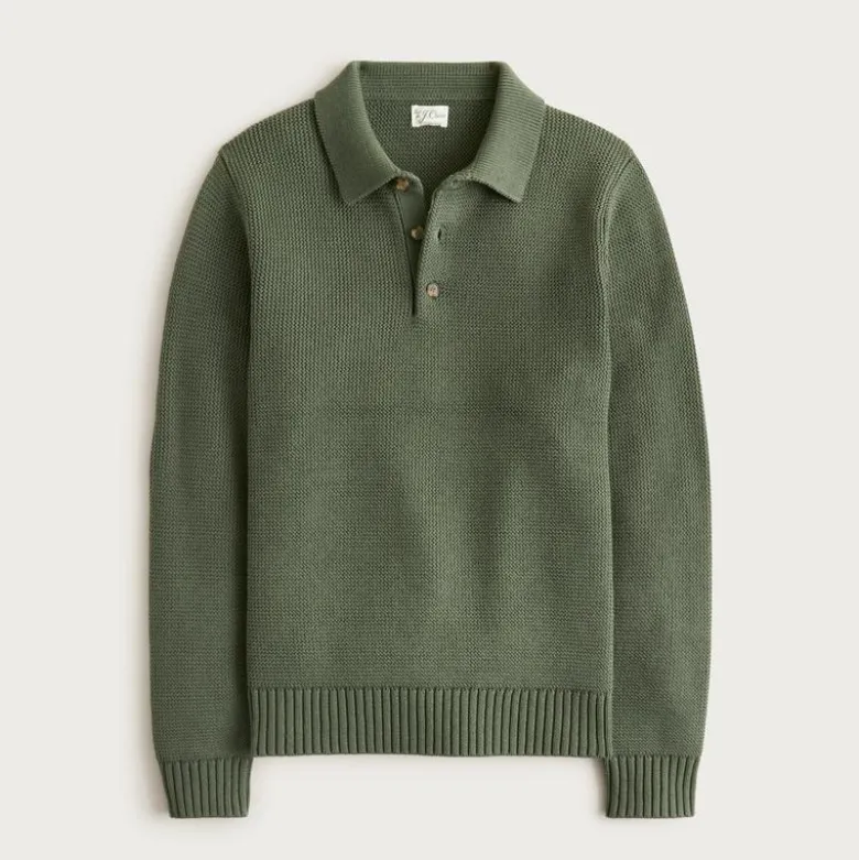 Cotton racking-stitch sweater-polo