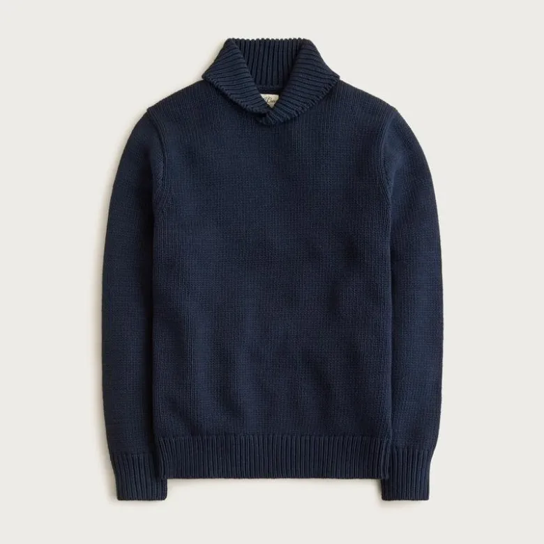 Cotton shawl-collar sweater