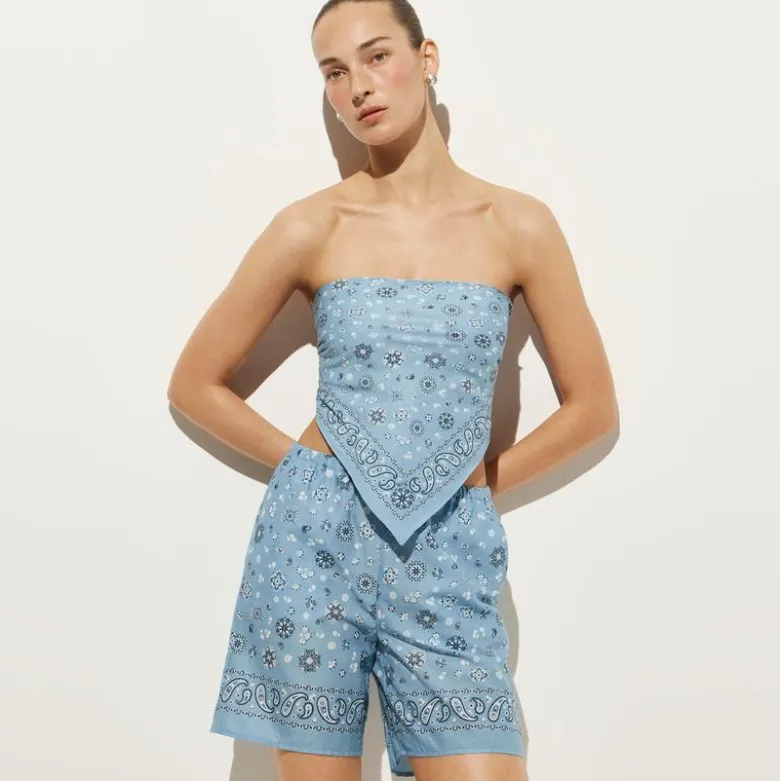 Cotton voile bandana top in paisley print