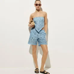 Cotton voile bandana top in paisley print