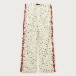 Cotton voile beach pant in map print