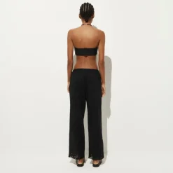 Cotton voile beach pant with lace trim