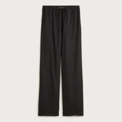Cotton voile beach pant with lace trim