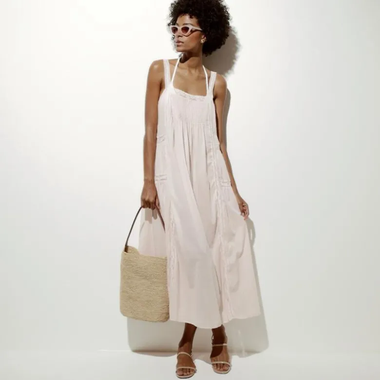 Cotton voile lace-trim sundress