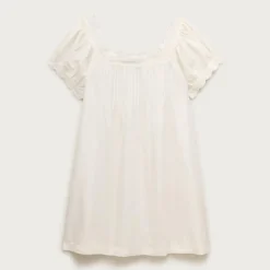 Cotton voile scallop-trim babydoll dress