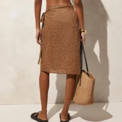 Cotton voile side-tie sarong in leopard print