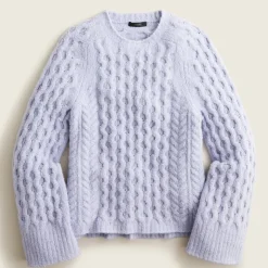 Cotton-blend bouclé cable-knit sweater