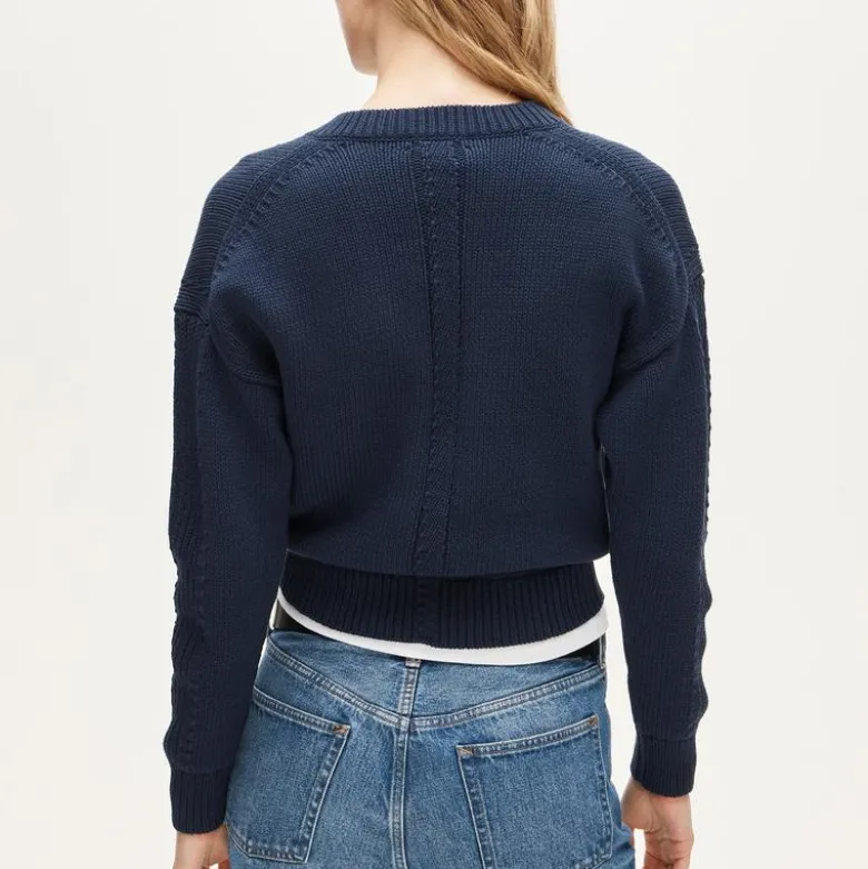 Cotton-blend V-neck pullover sweater