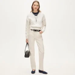 Cotton-blend V-neck pullover sweater