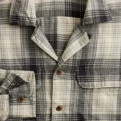 Cotton-hemp blend twill camp-collar shirt