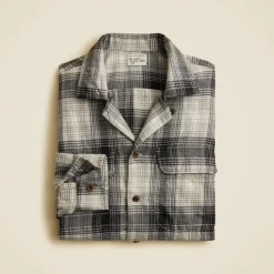 Cotton-hemp blend twill camp-collar shirt