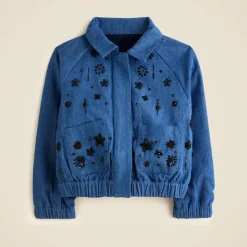 Crewcuts Collection embellished cropped jacket in drapey denim