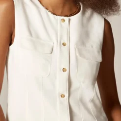 Crewneck vest in city crepe