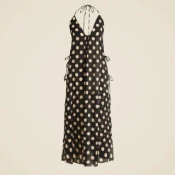 Crinkle side-tie dress in dot print