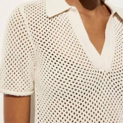 Crochet beach polo shirt in cotton