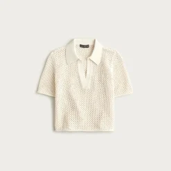 Crochet beach polo shirt in cotton