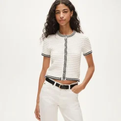 Crochet short-sleeve cardigan