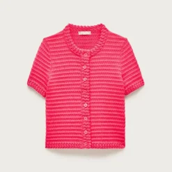 Crochet short-sleeve cardigan