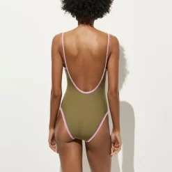 Crochet-trim scoopback one-piece
