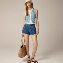 Cropped sweater shell in stripe