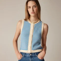 Cropped sweater shell in stripe