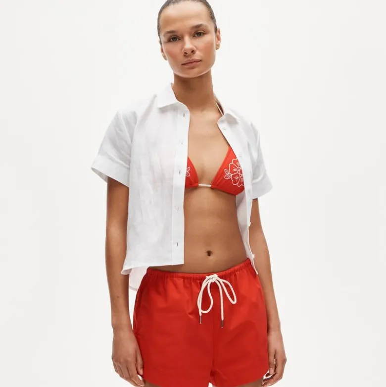 Cruise drawstring short in cotton poplin