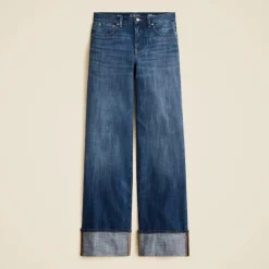 Cuffed lower-rise wide-leg jean