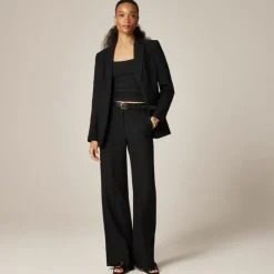 Cuffed wide-leg trouser in luster canvas