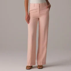 Cuffed wide-leg trouser in luster canvas