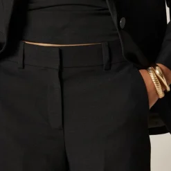 Cuffed wide-leg trouser in luster canvas