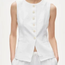 Cutaway vest top in linen