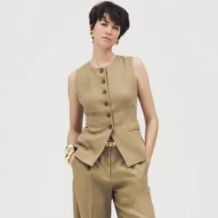 Cutaway vest top in linen