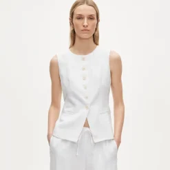 Cutaway vest top in linen