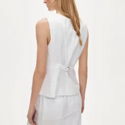 Cutaway vest top in linen