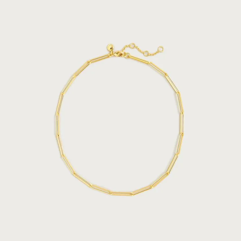 Dainty gold-plated paper-clip collar necklace