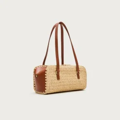 Delphine handknotted shoulder bag in straw