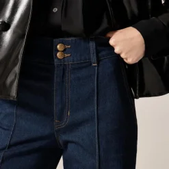 Denim trouser jean with stacked buttons