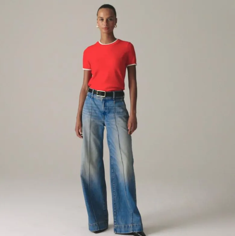 Denim trouser jean with stacked buttons