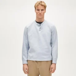 Dense cotton herringbone henley