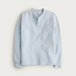Dense cotton herringbone henley