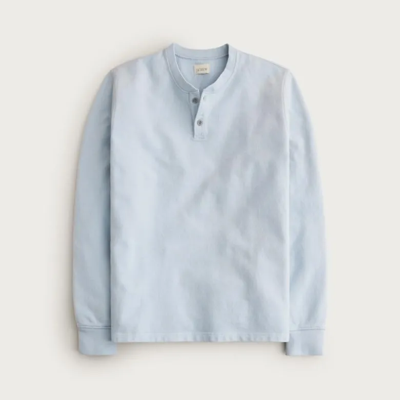 Dense cotton herringbone henley