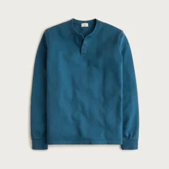 Dense cotton herringbone henley