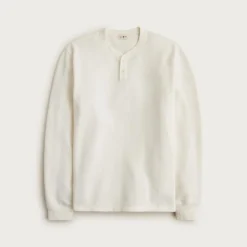Dense cotton herringbone henley